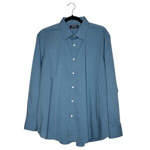 Nordstrom Men's Dress Shirt - Non-Iron -‎ Extra Trim Fit Dusty Blue Sz 17.5 Neck